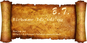 Birbauer Tétény névjegykártya